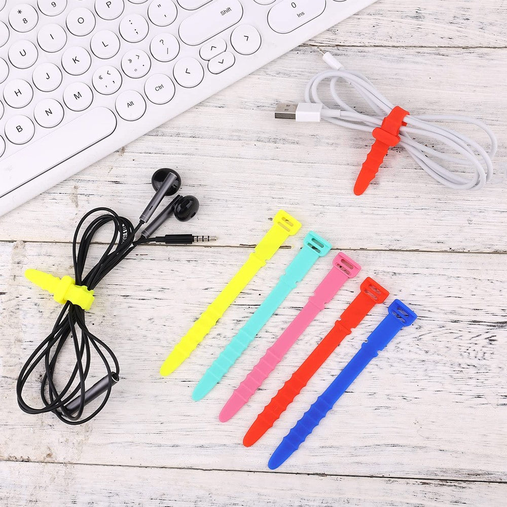 20Pcs Silicone Data Cable Ties Winder Reusable Zip Ties Cord Clip Organizer Power Wire Tie