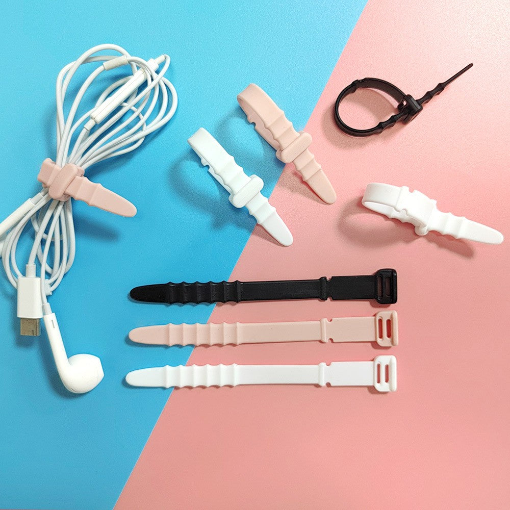 20Pcs Silicone Data Cable Ties Winder Reusable Zip Ties Cord Clip Organizer Power Wire Tie