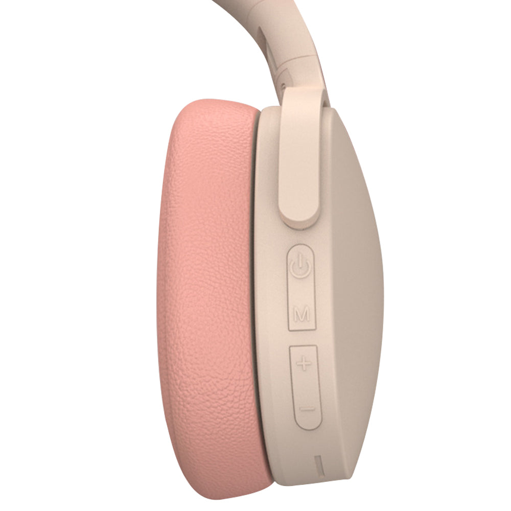 Bluetooth Headset Foldable Wireless Headphones Stereo Over Ear Headphone Pink