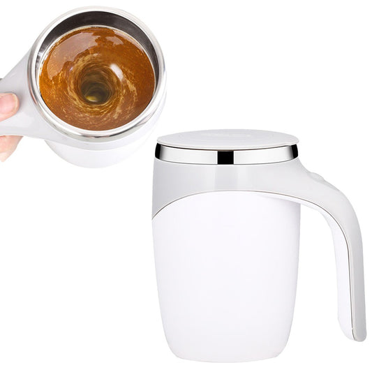 Electric Self Stirring Mug Automatic Magnetic Mixing Stirring Coffee Cup for Coffee Milk Hot Chocolate Brown White