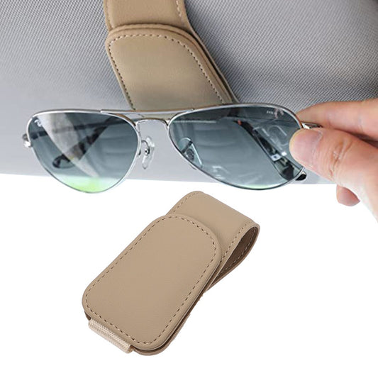 Magnetic Eyeglass Holder PU Leather Sunglass Clip Car Interior Accessories for Car Visor Nude