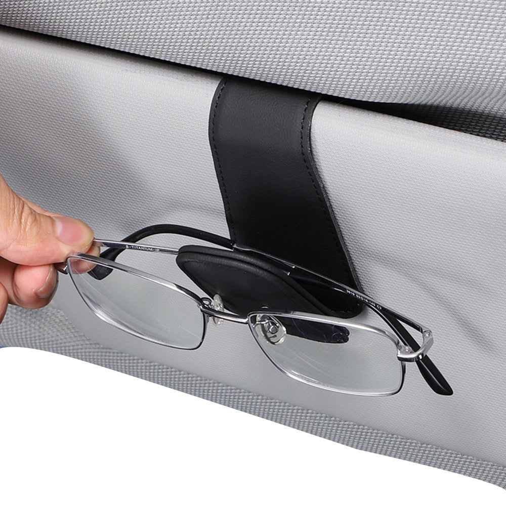 Magnetic Eyeglass Holder PU Leather Sunglass Clip Car Interior Accessories for Car Visor Black