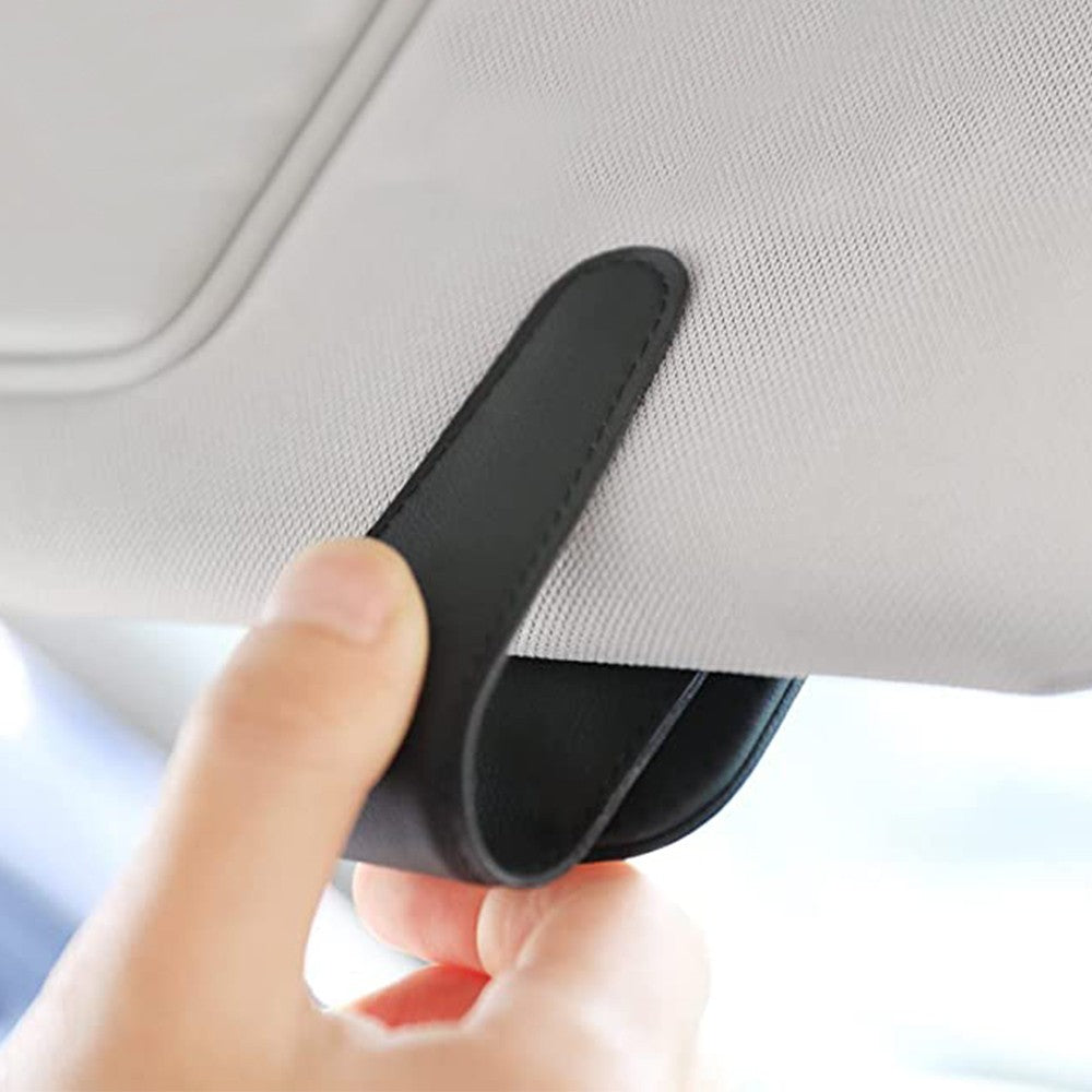 Magnetic Eyeglass Holder PU Leather Sunglass Clip Car Interior Accessories for Car Visor Black