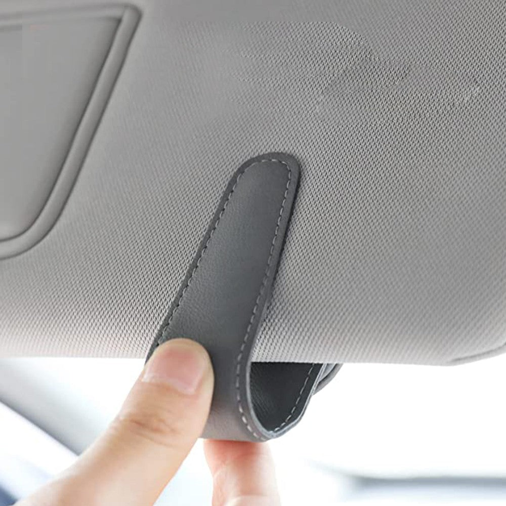 Magnetic Eyeglass Holder PU Leather Sunglass Clip Car Interior Accessories for Car Visor Grey