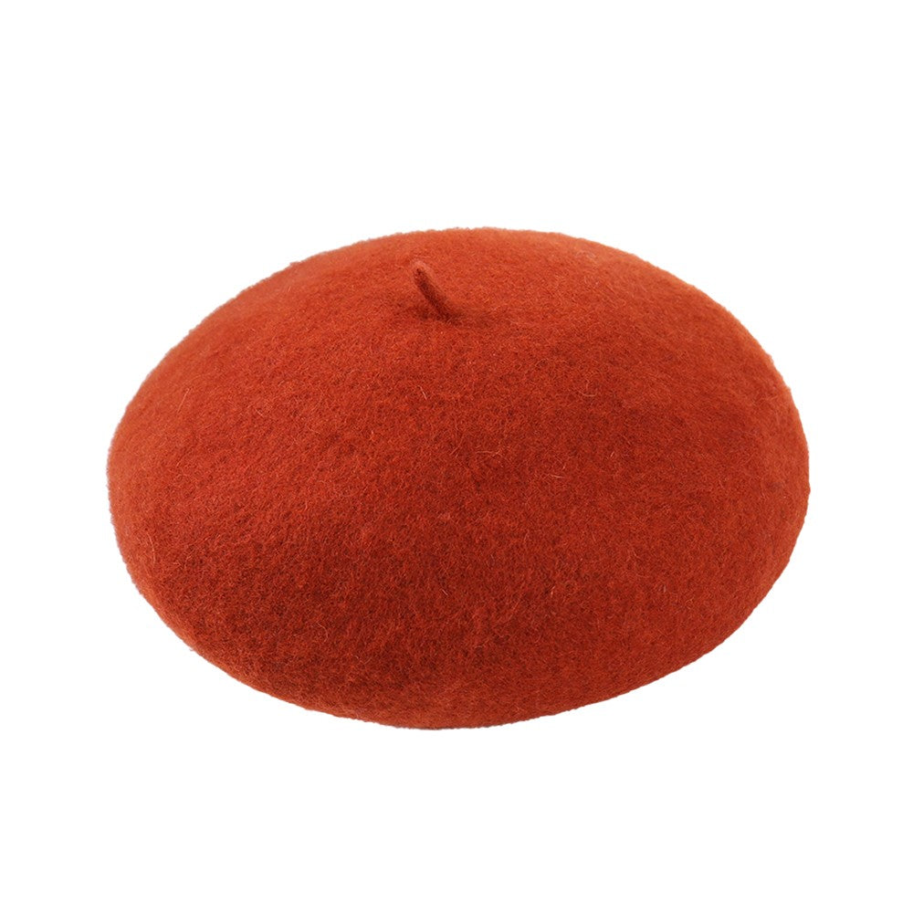 Womens Winter Wool Beret Hat Classic French Style Beanie Cap Solid Color Beret Cap Caramel