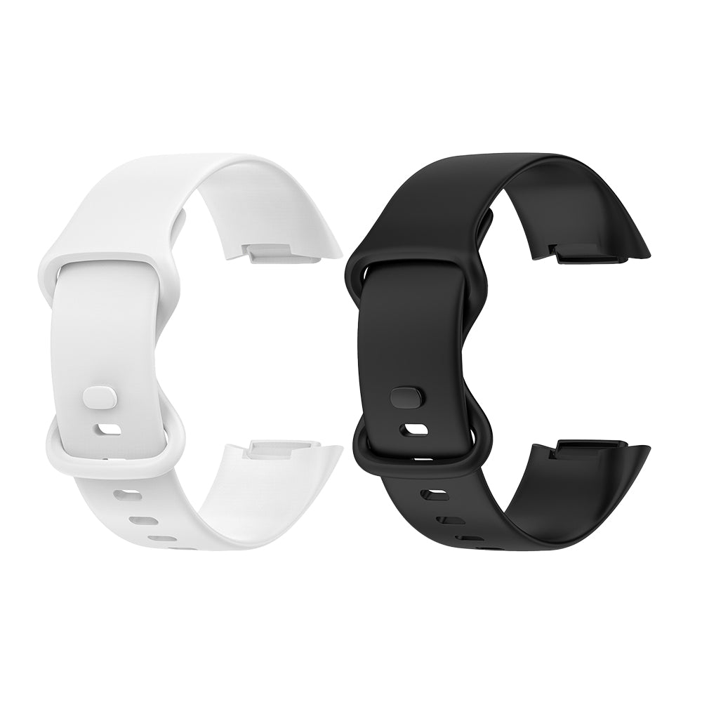 2 X Silicone Watch Straps Watch Band for Fitbit Charge 5 Black White Small