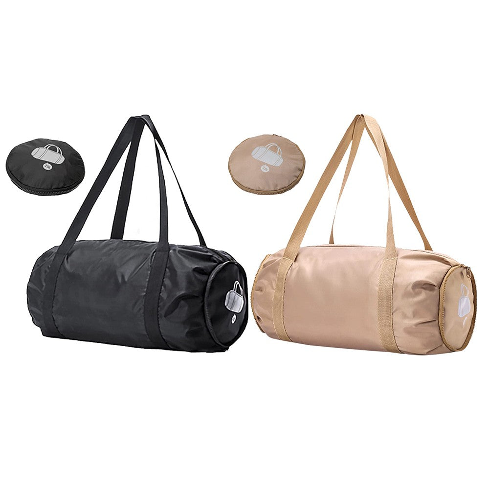 2 X Foldable Duffel Bag Sports Gym Bag Yoga Bag with Inner Pocket Black Khaki