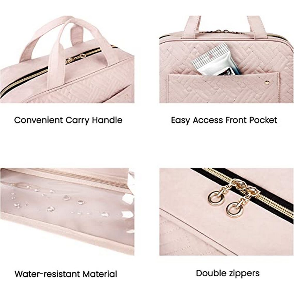 Cosmetic Organiser Hanging Travel Toiletry Bag Makeup Bag for Travel Pink