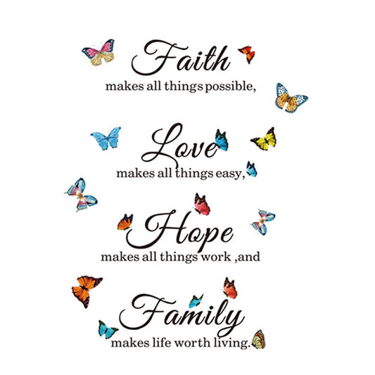 1 Set of Butterfly Decal Wall Sticker Inspirational Quotes Sticker for Home Office Decor