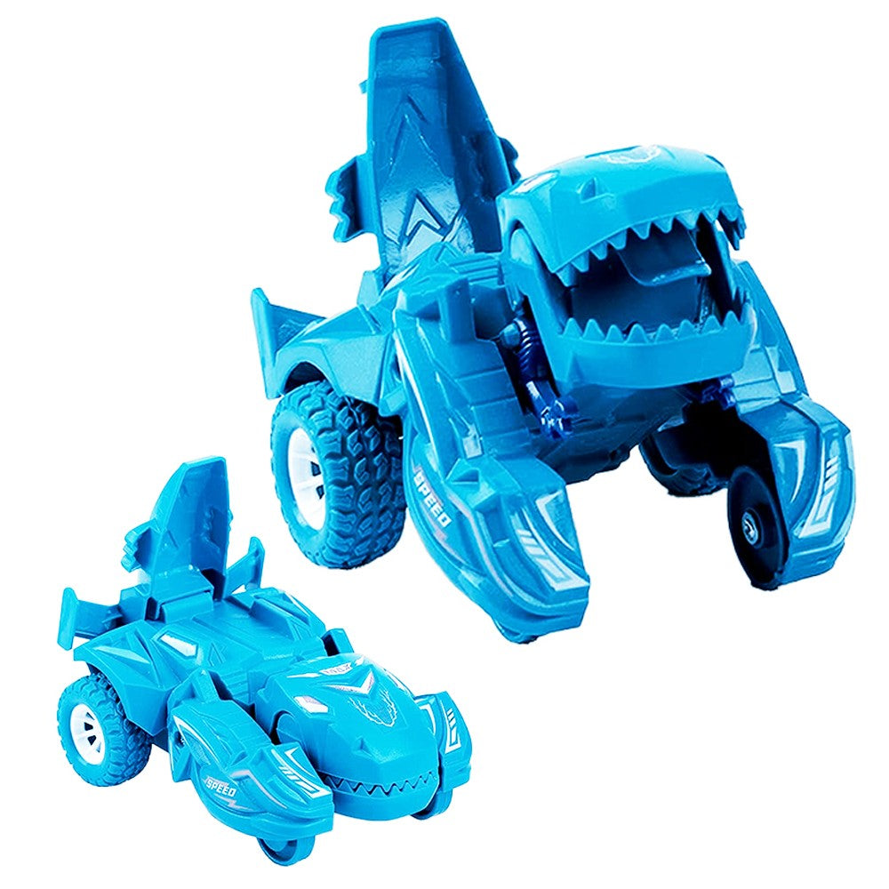 2 in 1 Kids Transforming Dinosaur Car Toy Automatic Transform Toy Car Sky Blue