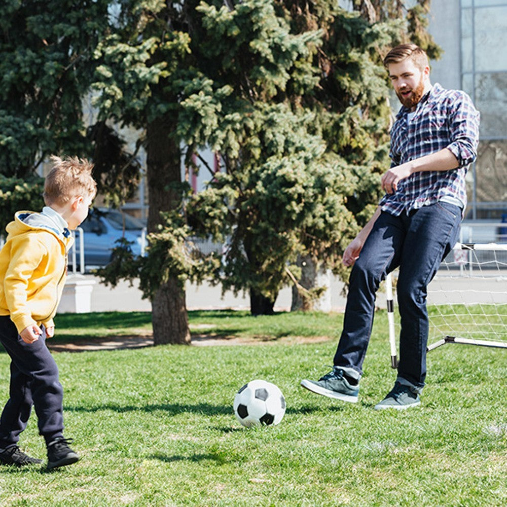 Kids Football Goal Net Set Portable Soccer Goal with Inflatable Football for Backyard Soccer Training