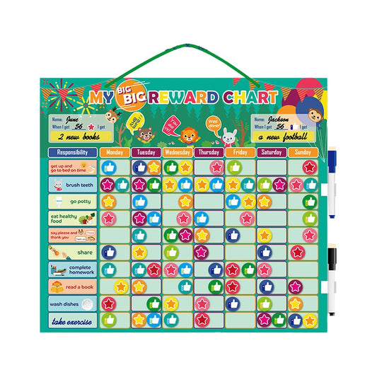 1 Set of Chore Reward Chart Responsibility Chart Daily Routine Star Reward Chart for 2 Kids