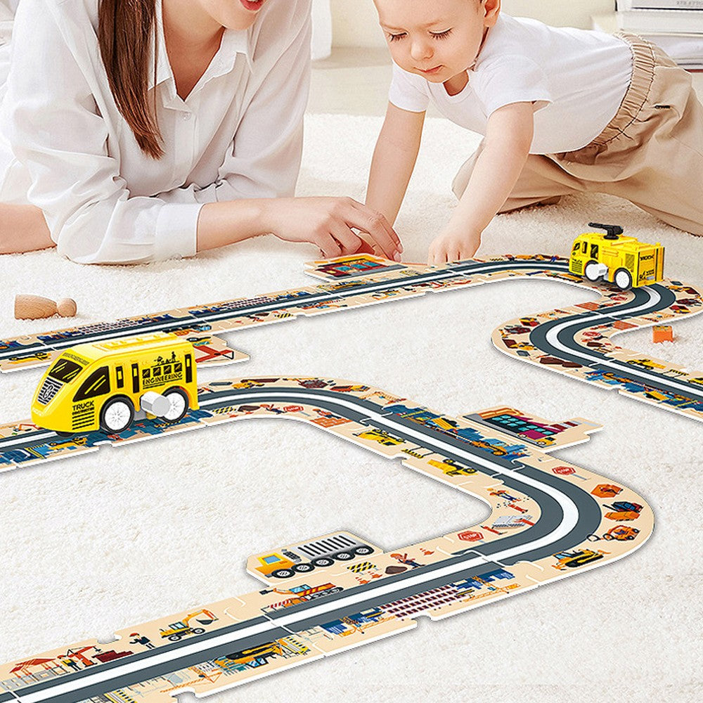 Yellow 44-Piece DIY Assembling RailCar Set Puzzle Track Car Toys