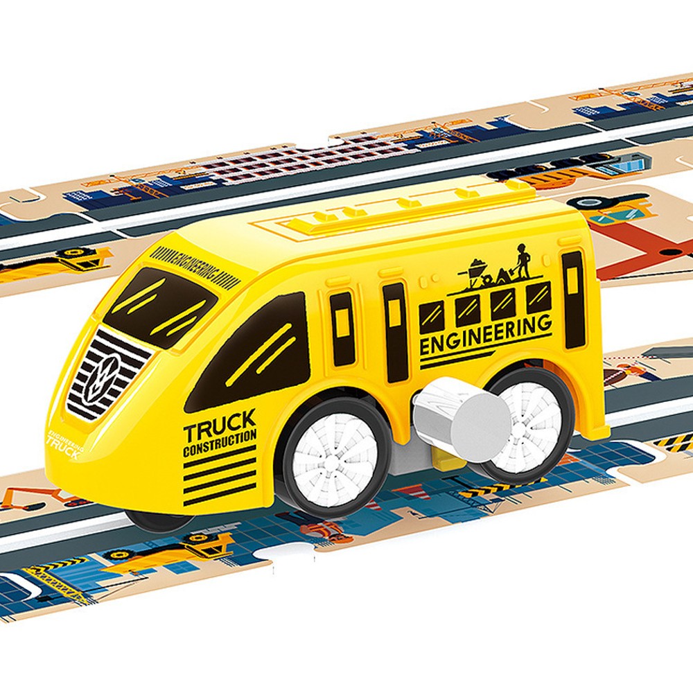 Yellow 44-Piece DIY Assembling RailCar Set Puzzle Track Car Toys