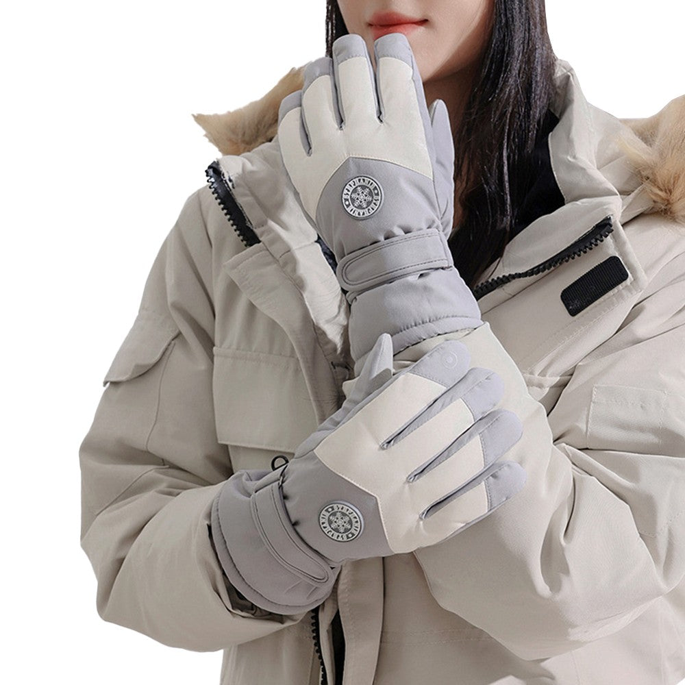 Womens Winter Warm Ski Gloves Touch Screen Snow Gloves Plush Riding Gloves Grey