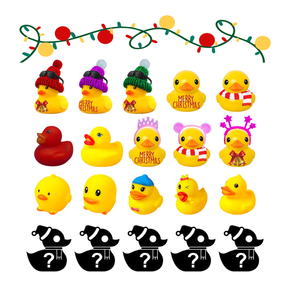 Christmas 24 Days Countdown Advent Calendar Rubber Ducks and Accessory Bath Toy