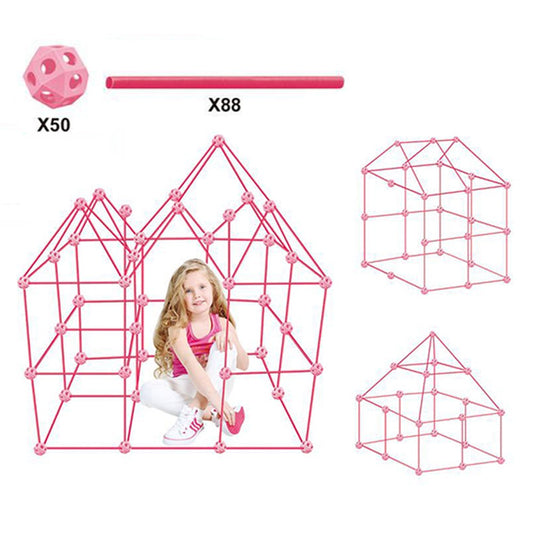 138Pcs DIY Kids Fort Building Kit Children Play House Toy Indoor Construction Toy