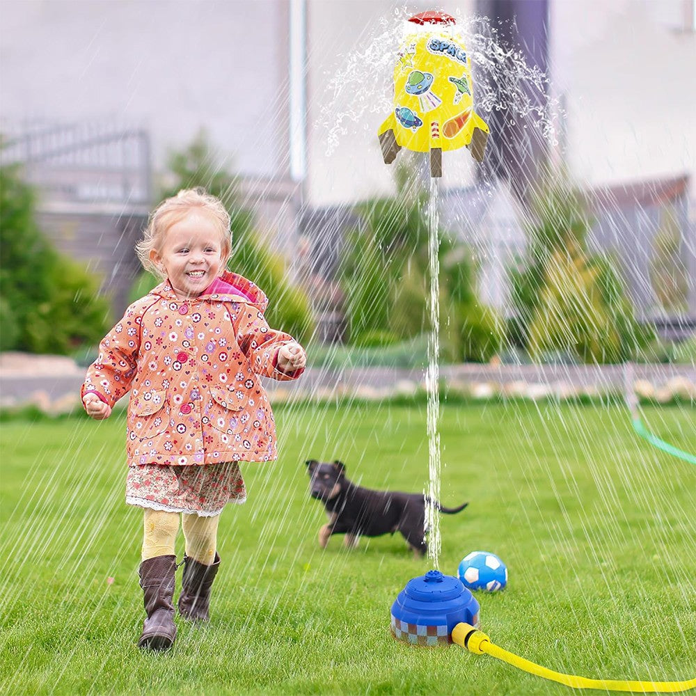 Water Rocket Launcher Water Pressure Lift Sprinkler Toy - Yellow