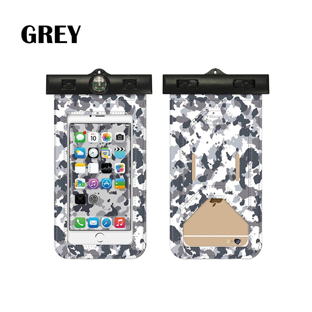 2 X Waterproof Camouflage Phone Cases with Compass Blue and Pink