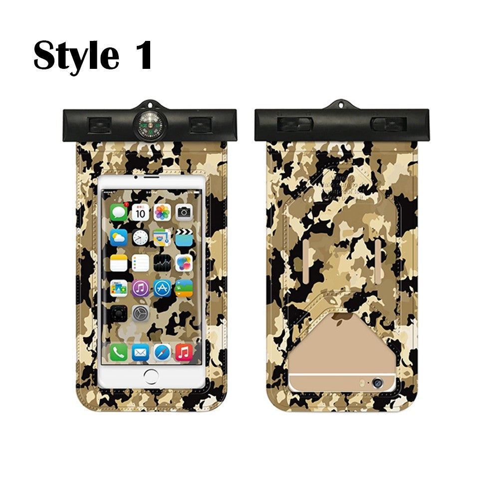 2 X Waterproof Camouflage Phone Cases with Compass Blue and Pink