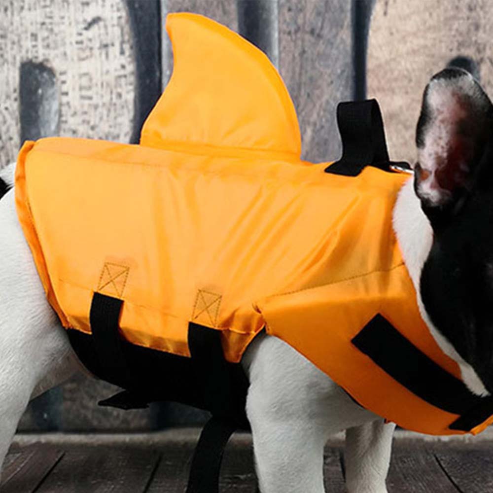 XL Size Orange Shark Fin Dog Life Jacket Vest