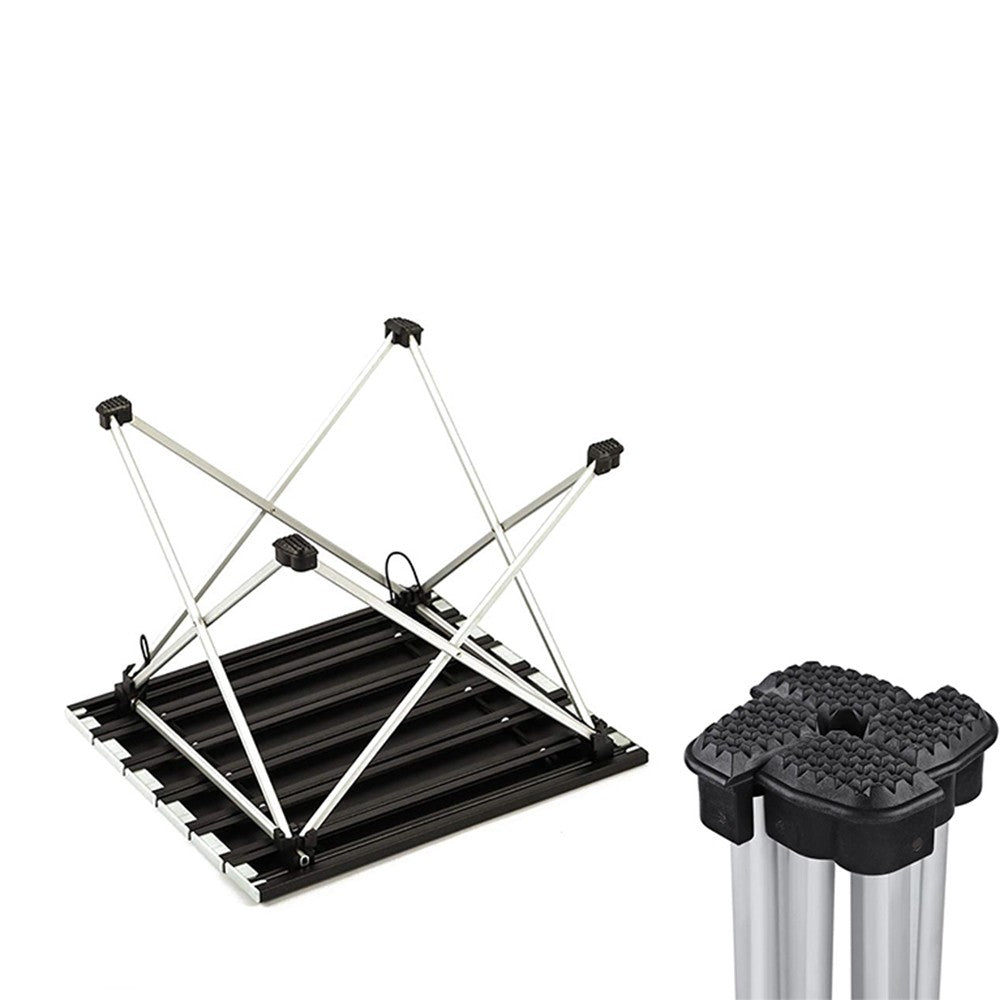 2 X 40x34x32cm Foldable BBQ Tables Silver and Black