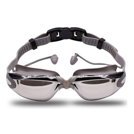 Adult Anti Fog Swim Goggles With Ear Plugs Grey