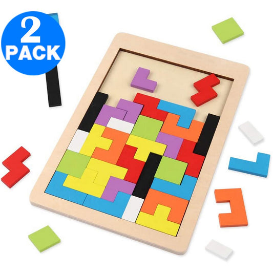 2 X 40PCS Kids Tetris Puzzle Brain Teasers Toy Colorful Jigsaw Blocks Game Toy