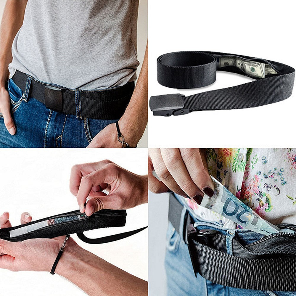 2 Pack Unisex Travel Security Hidden Pocket Belts Black and Navy