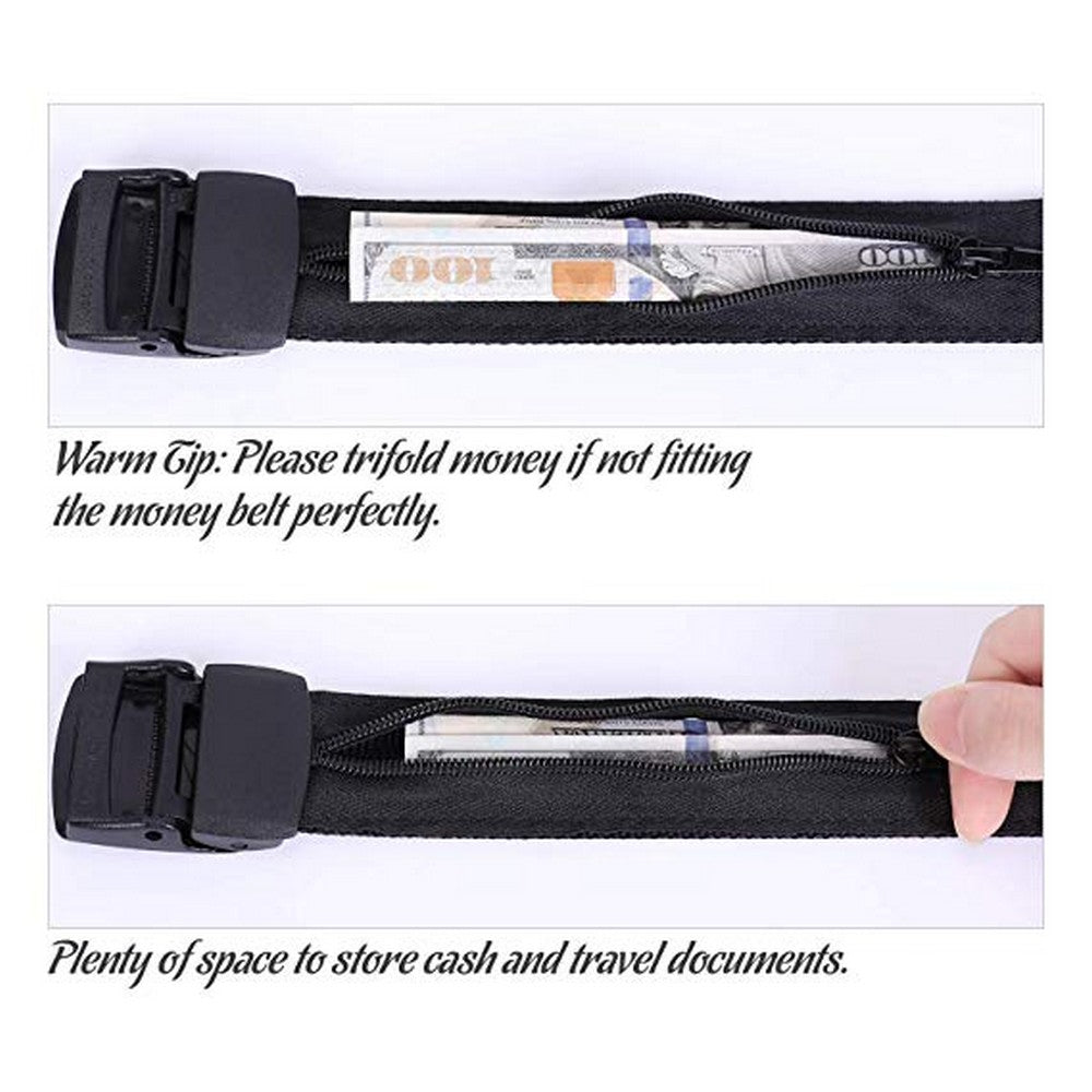 2 Pack Unisex Travel Security Hidden Pocket Belts Black and Navy