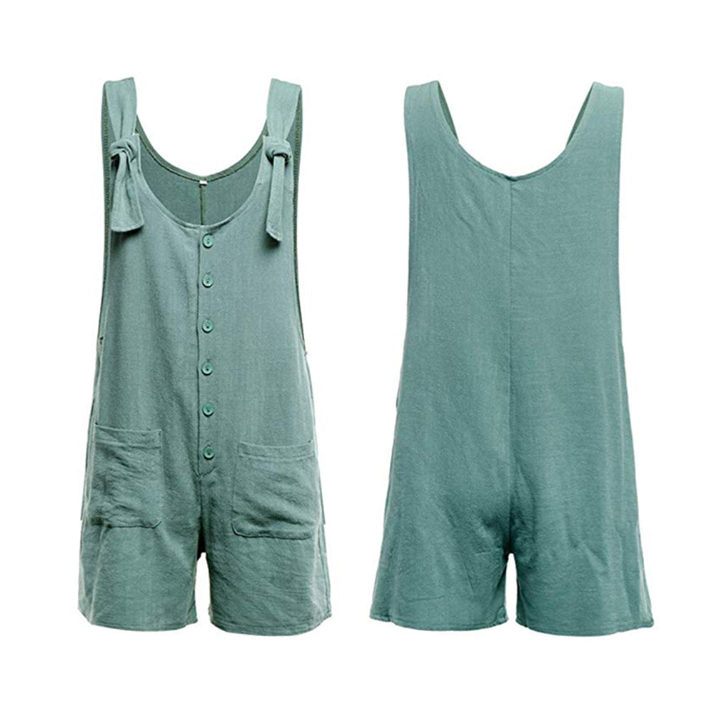 XS Tie Strap Slant Pocket Women Jumpsuit-Green