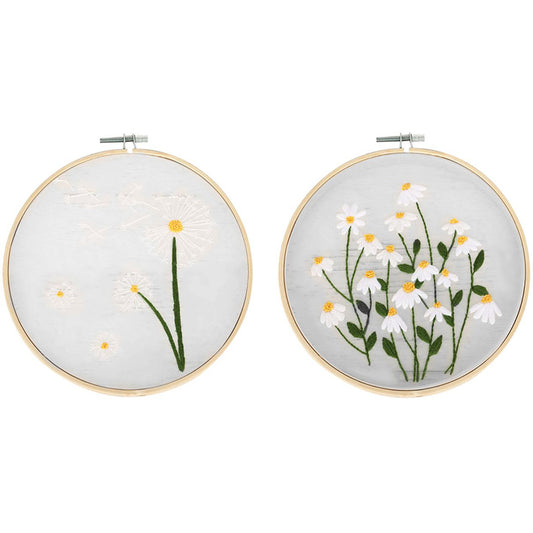 2X Style 1+2 DIY Plants Pattern Transparent Embroidery Kit Beginner Craft Set