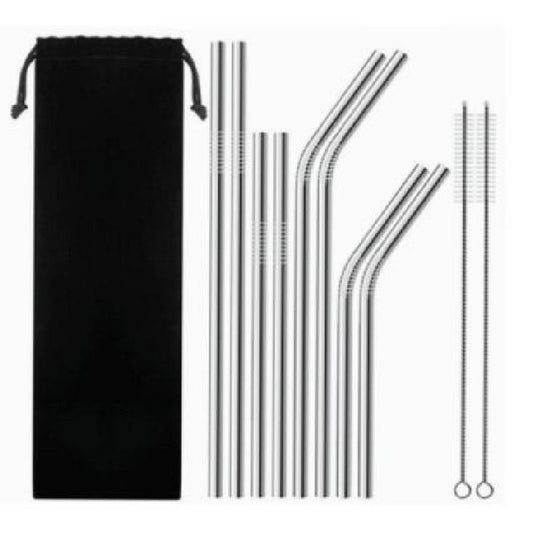 Stainless Steel Straws Set Silver