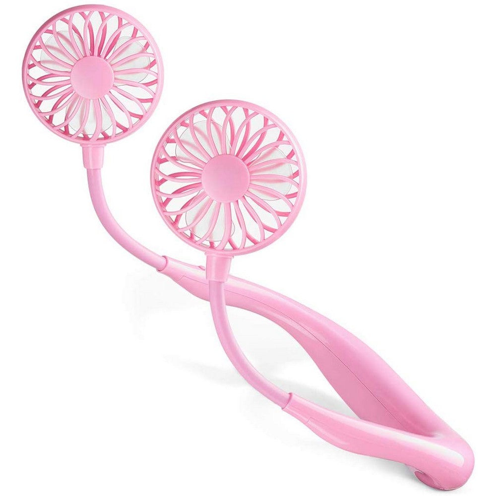 2 X USB Neck Hanging Portable Fan Pink