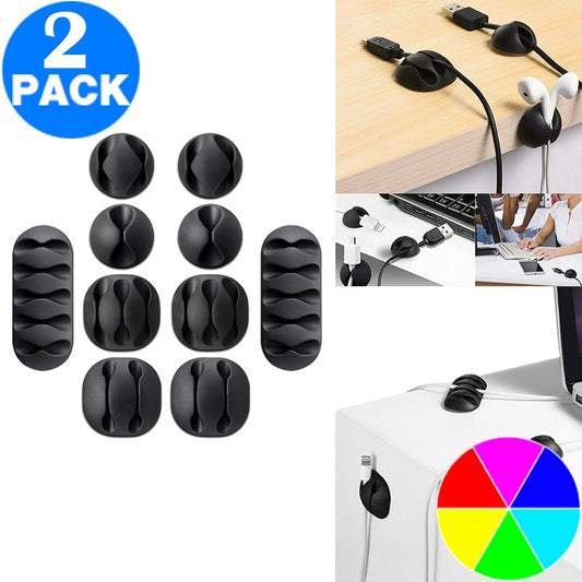 2 Sets of 20PCS Cable Clips Cord Organizer Set Durable Self-Adhesive Cable Wire Holder