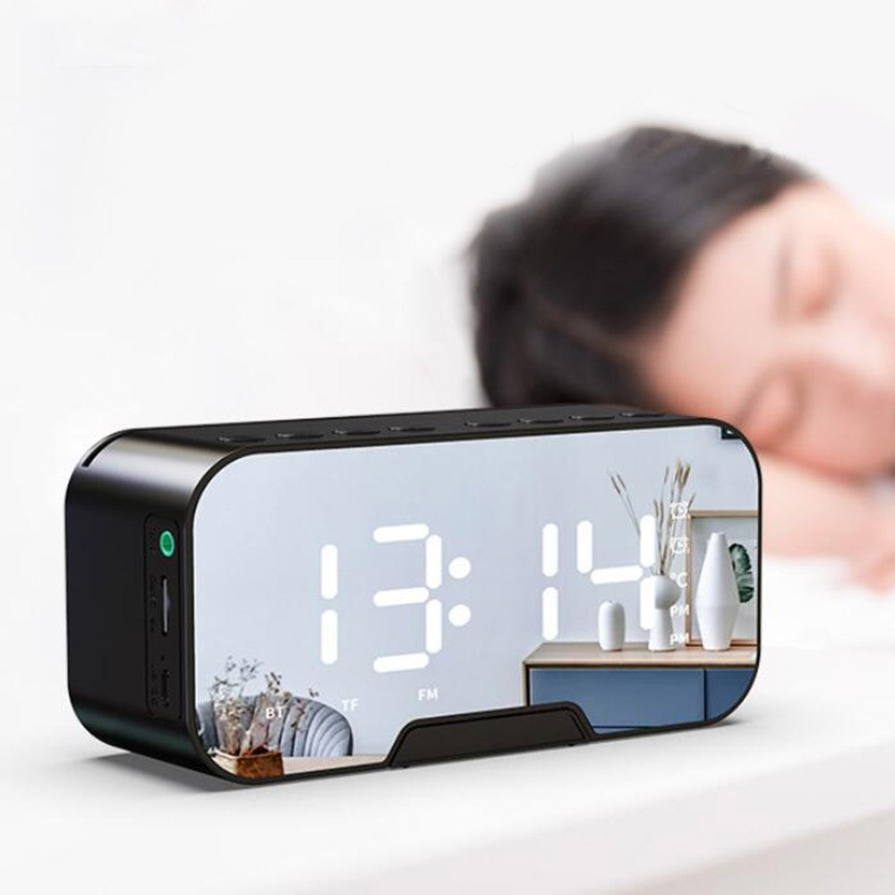 Multifunctional Mirror Clock Bluetooth Speaker FM Radio Desktop Phone Stand