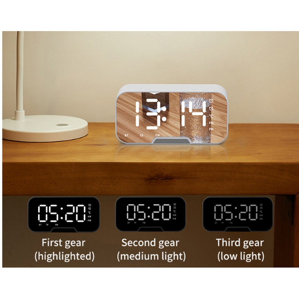 Multifunctional Mirror Clock Bluetooth Speaker FM Radio Desktop Phone Stand