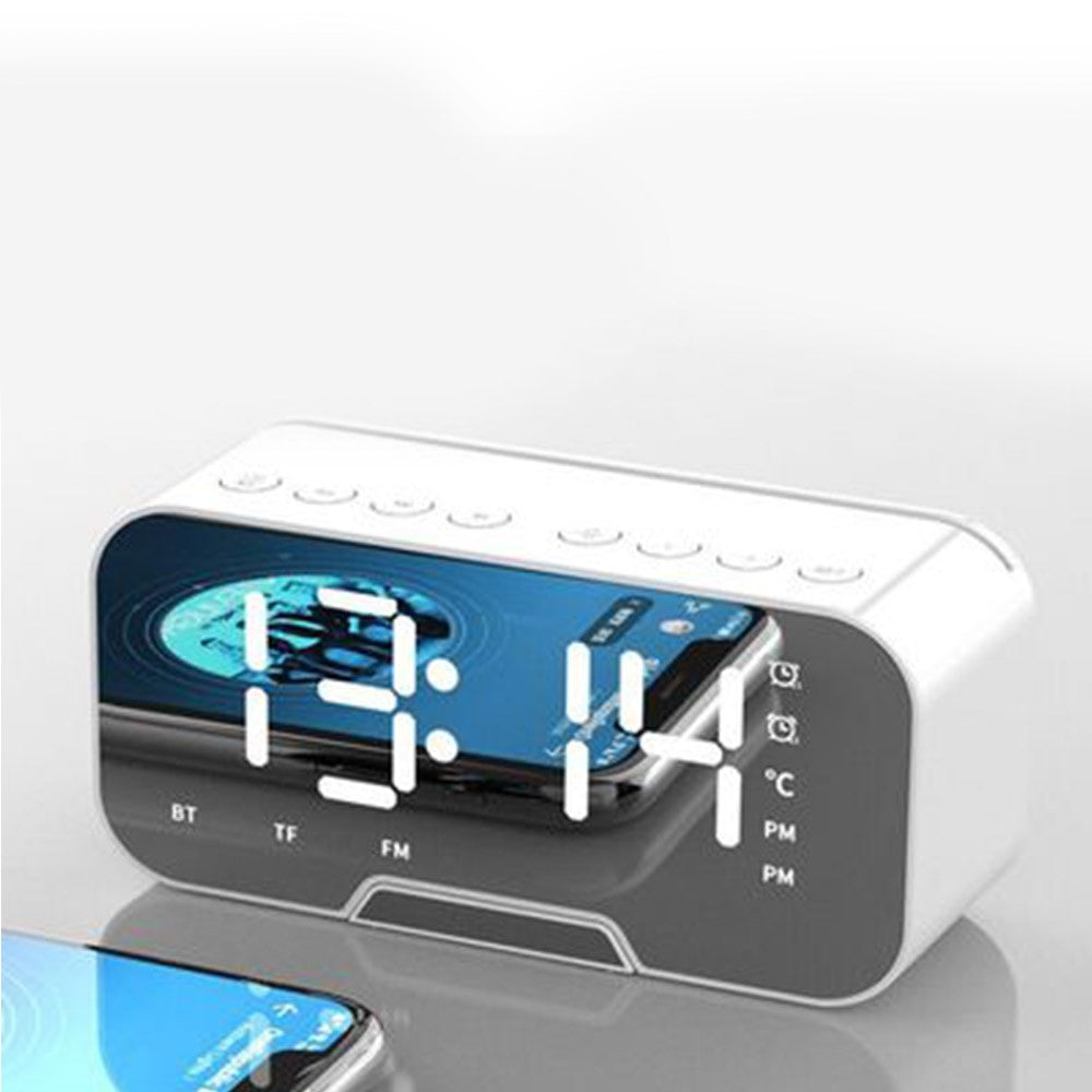 Multifunctional Mirror Clock Bluetooth Speaker FM Radio Desktop Phone Stand