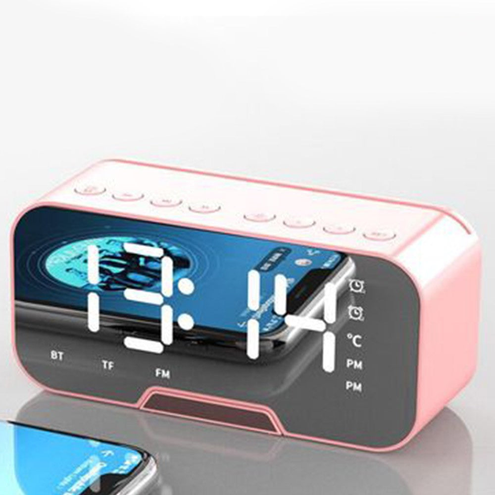 Multifunctional Mirror Clock Bluetooth Speaker FM Radio Desktop Phone Stand