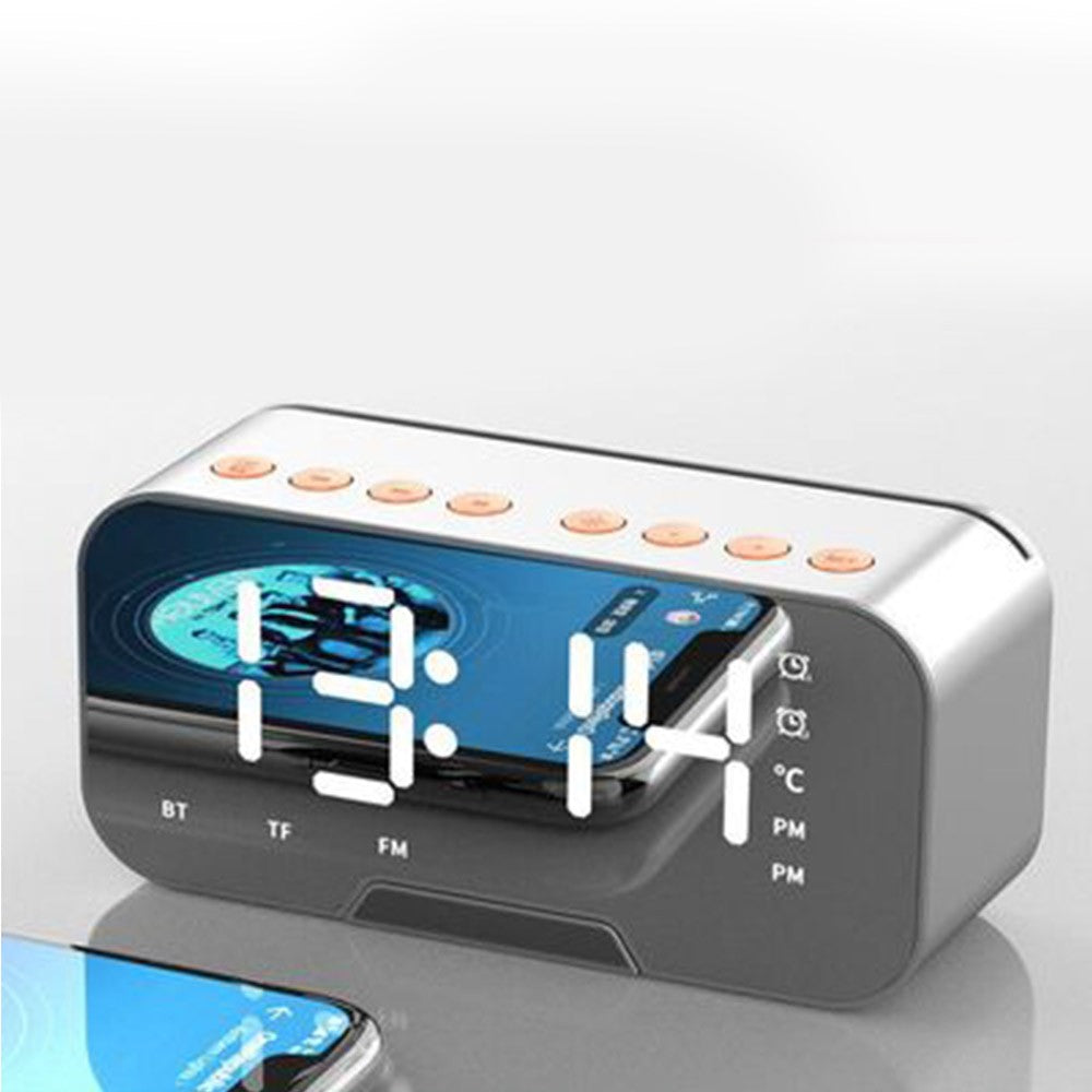 Multifunctional Mirror Clock Bluetooth Speaker FM Radio Desktop Phone Stand