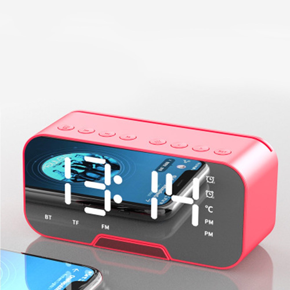 Multifunctional Mirror Clock Bluetooth Speaker FM Radio Desktop Phone Stand