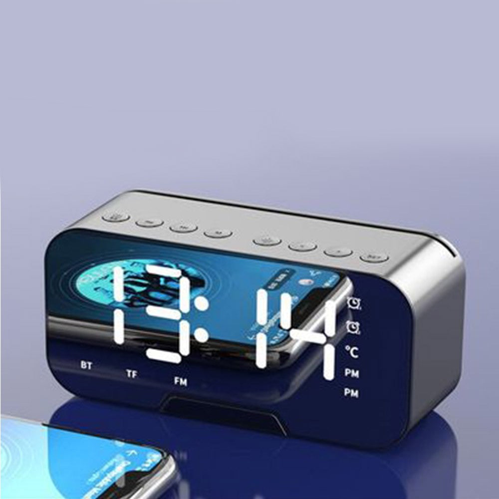 Multifunctional Mirror Clock Bluetooth Speaker FM Radio Desktop Phone Stand