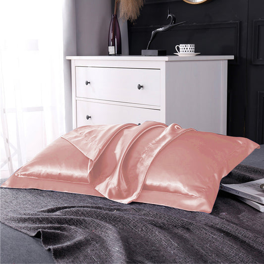 1 Pair of Silky Satin Pillowcases Soft Breathable Pillowcase Pillow Cover Pink