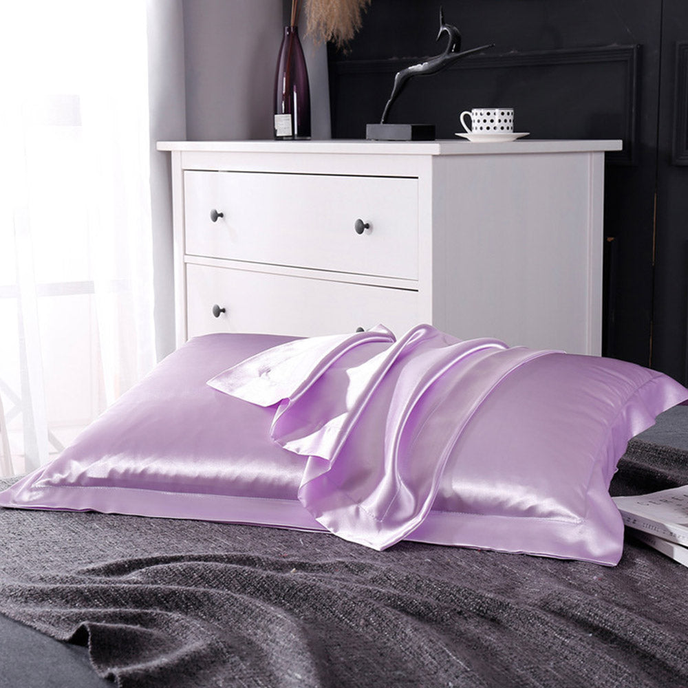 1 Pair of Silky Satin Pillowcases Soft Breathable Pillowcase Pillow Cover Purple