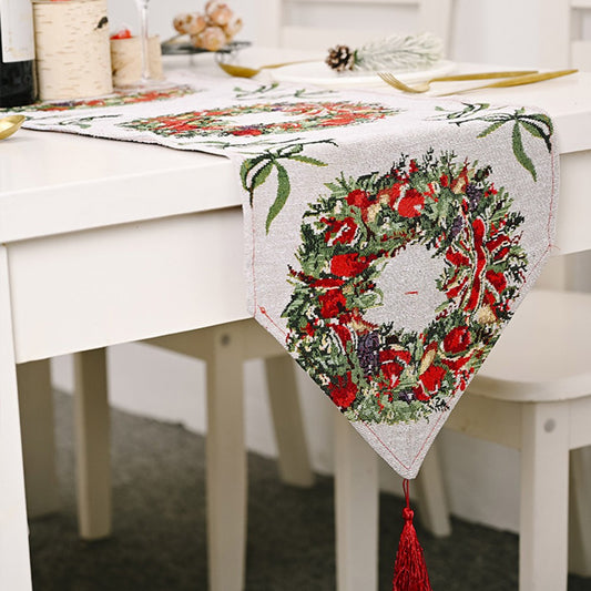 Wreath Christmas Table Runner Table Flag Home Table Decoration