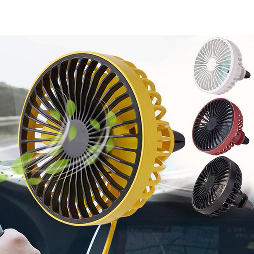 Mini Car Fan with LED Light Car Air Outlet Fan Portable 360 Degree Rotatable Cooling Fan for Car Air Vent