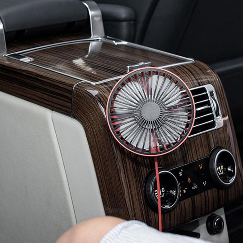 Mini Car Fan with LED Light Car Air Outlet Fan Portable 360 Degree Rotatable Cooling Fan for Car Air Vent