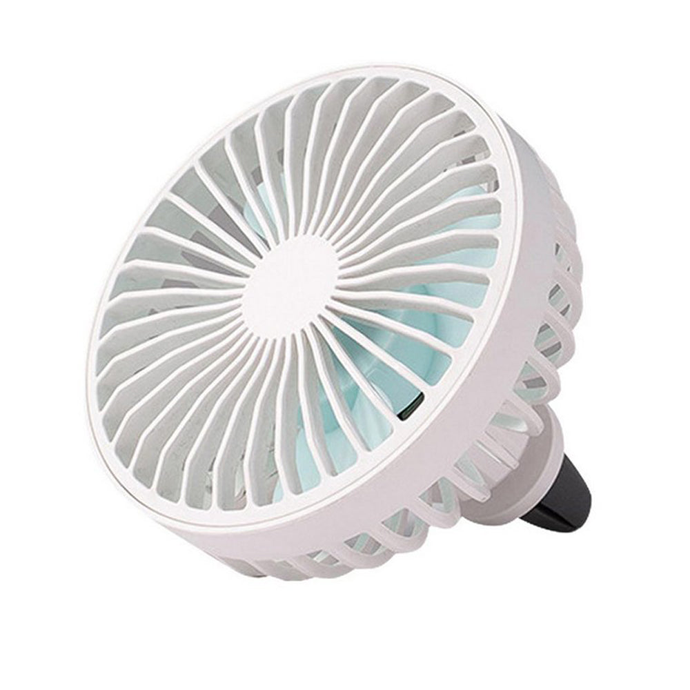 Mini Car Fan with LED Light Car Air Outlet Fan Portable 360 Degree Rotatable Cooling Fan for Car Air Vent