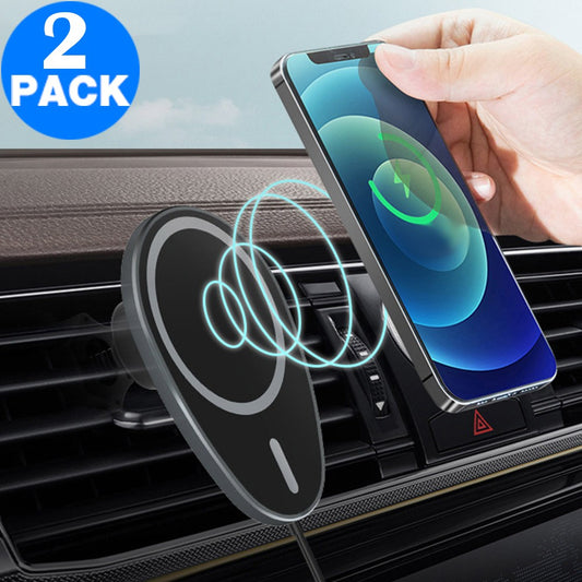 2 X Fast Wireless Car Charger for MagSafe Magnetic Car Phone Holder Fast Charging Mount Air Vent Phone Stand for iPhone 12 Series