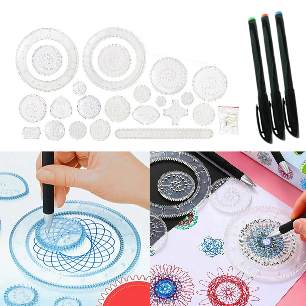 27 Pieces Original Spirograph Design Set Educational Toys Spirograph Drawing Toys Set Draw Drawing Kids Art Craft Create